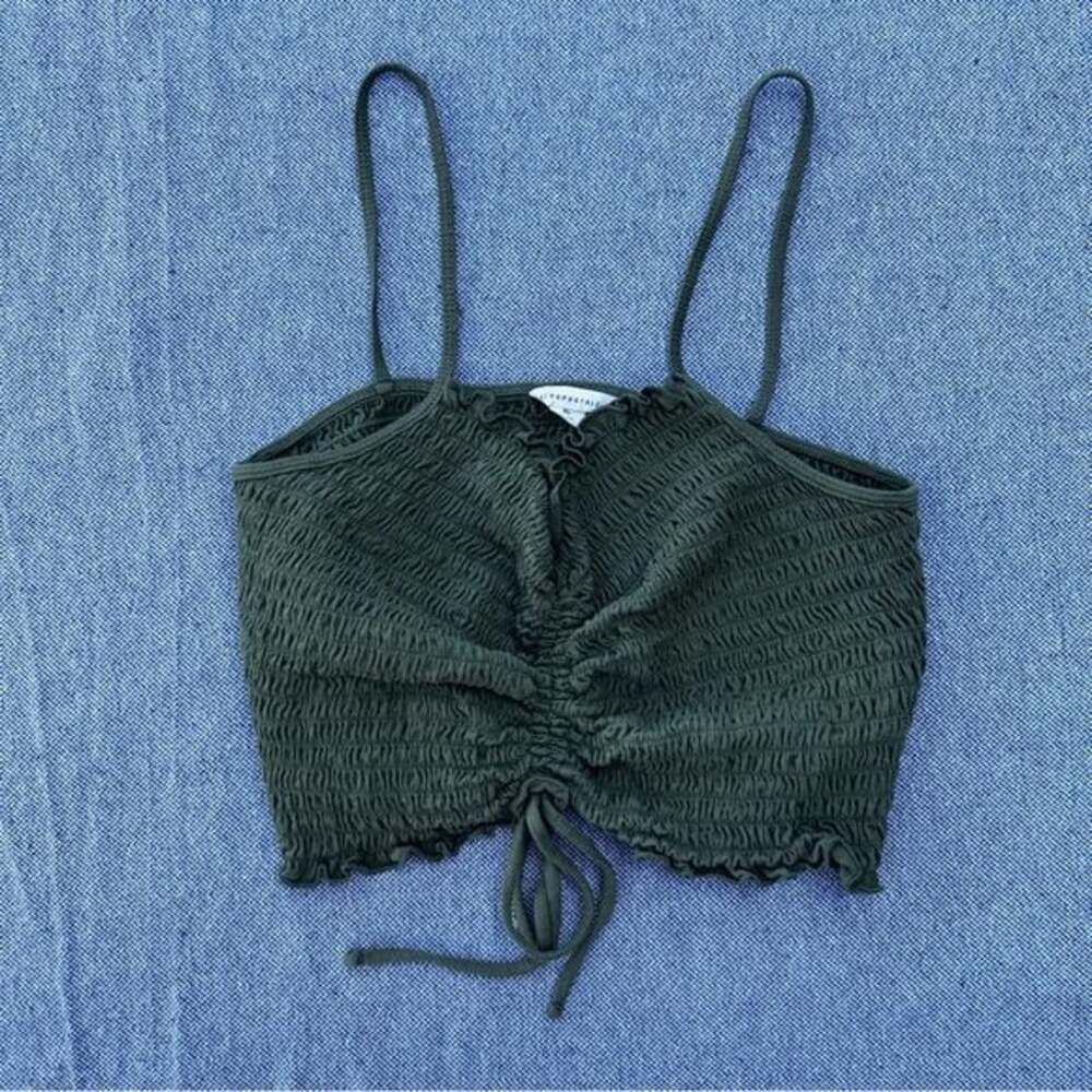Aeropostale Olive Green Cinch Front Spaghetti Strap Crop Top Size XL